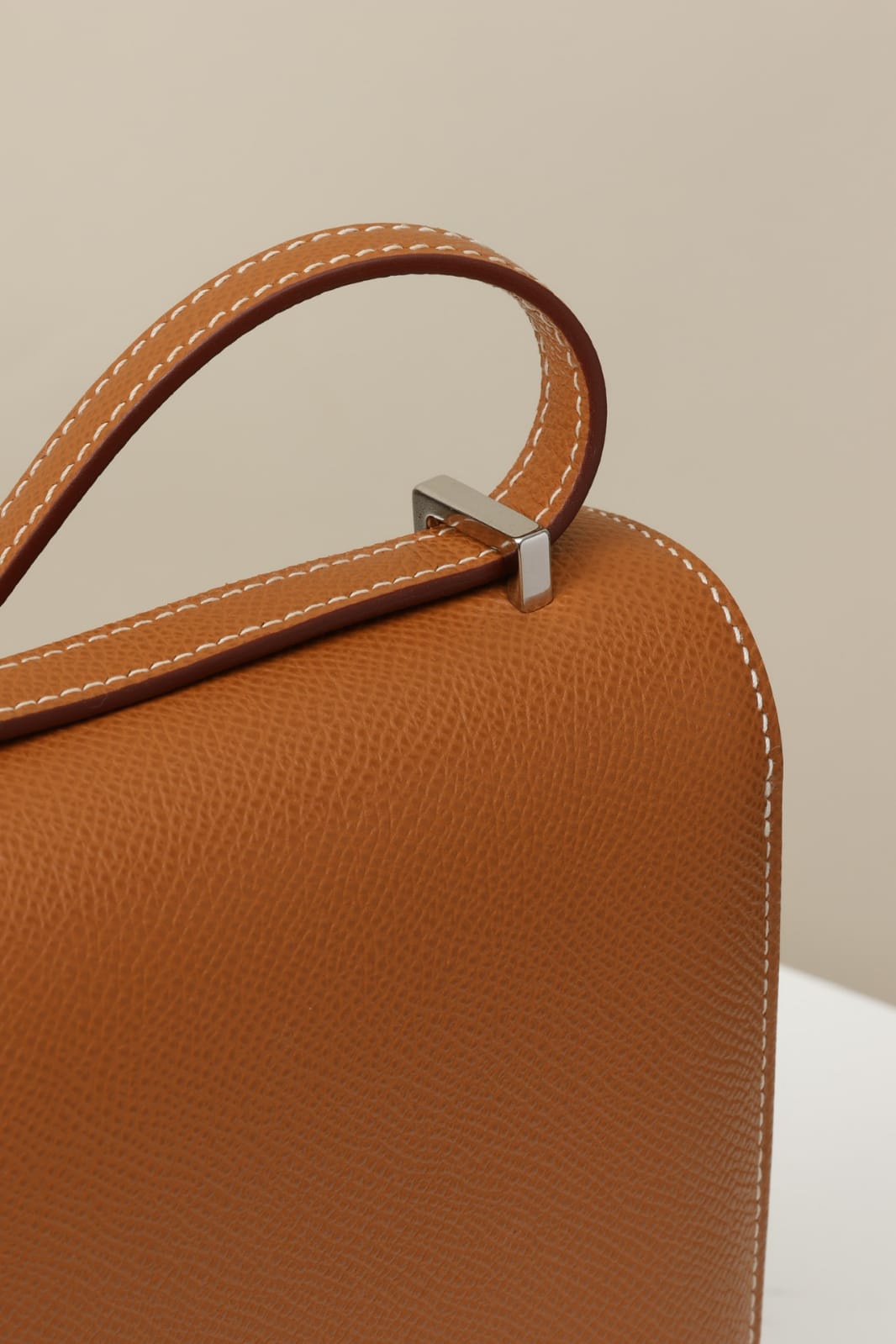 HERMES Inspired Constance 24 shoulder bag in Gold Epsom leather with Palladium hardware