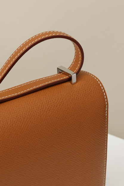 HERMES Inspired Constance 24 shoulder bag in Gold Epsom leather with Palladium hardware