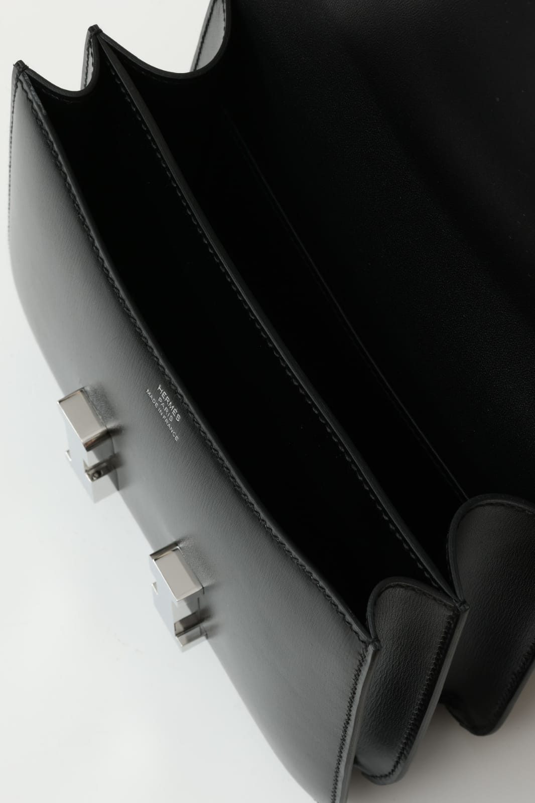 HERMES Inspired Constance Mini 19 shoulder bag in Black Swift leather with Gold hardware