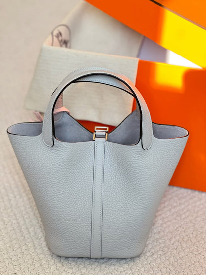 Hermes Inspired Picotin 22 Blue pale X GHW