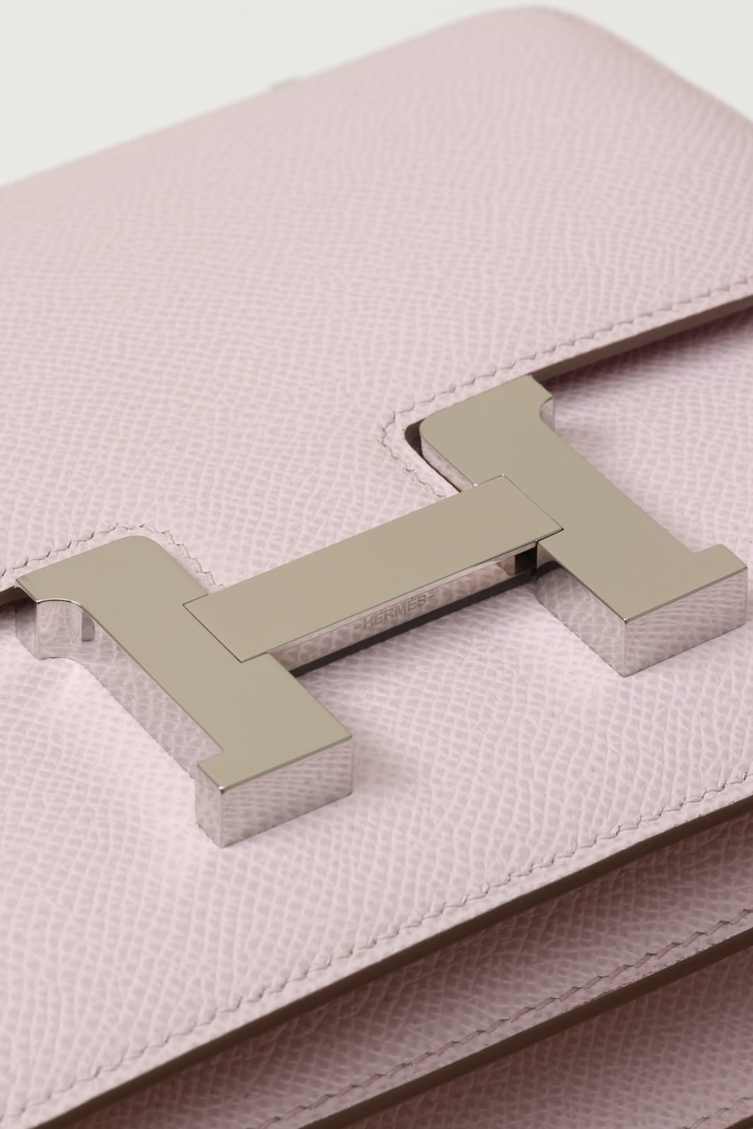 HERMES Inspired Constance Mini 19 shoulder bag in Rose Sakura Swift leather with Palladium hardware