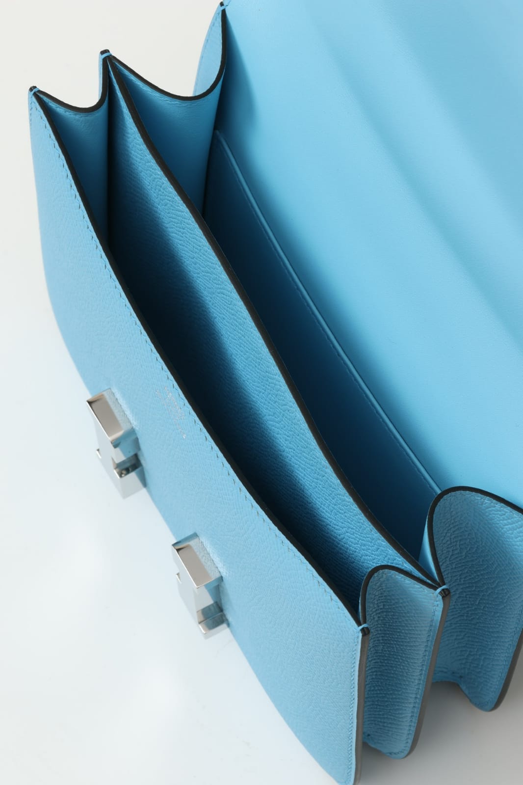HERMES Inspired Constance Mini 19 Shoulder bag in Celeste Epsom leather with Palladium hardware