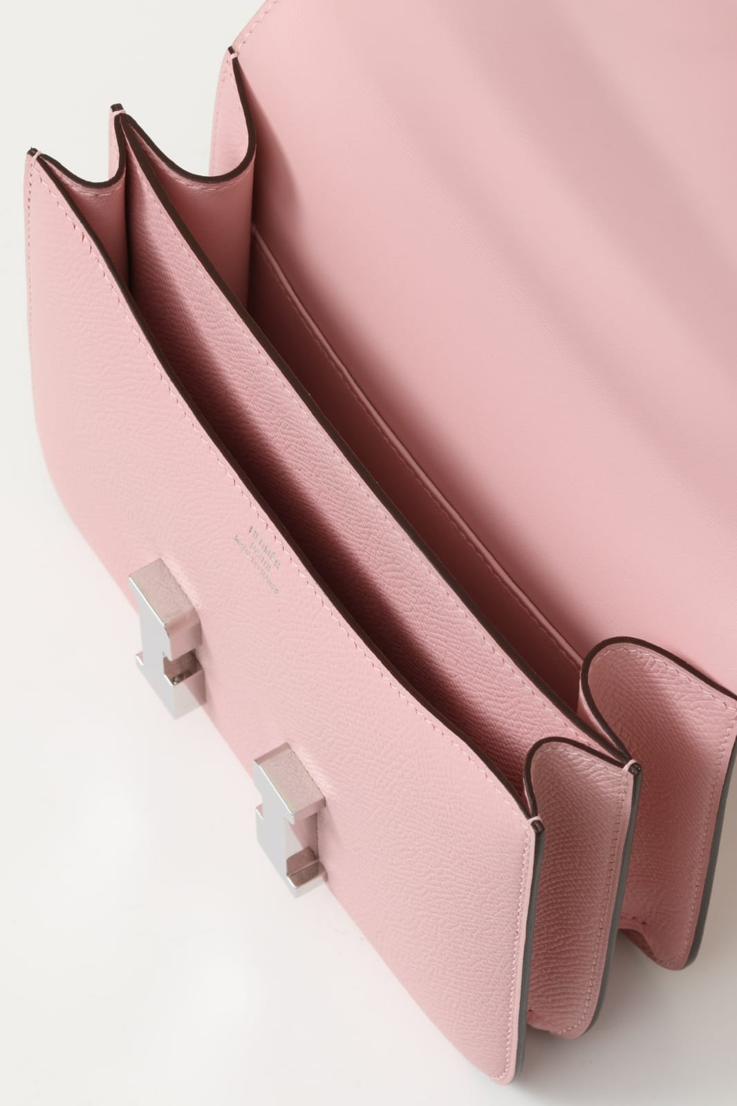 HERMES Inspired Constance Mini 19 shoulder bag in Rose Sakura Swift leather with Palladium hardware