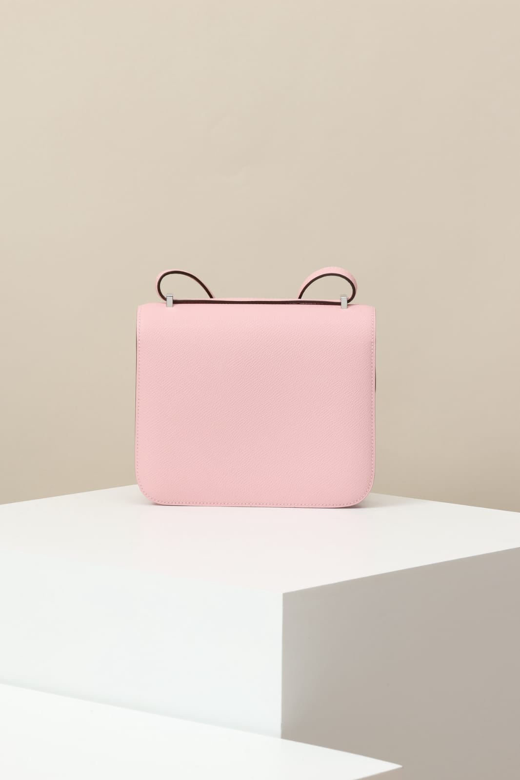 HERMES Inspired Constance Mini 19 shoulder bag in Rose Sakura Swift leather with Palladium hardware