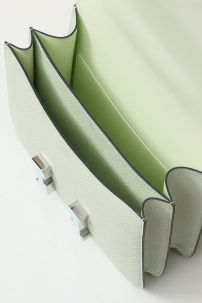 HERMES Inspired Constance Mini 19 shoulder bag in Vert Fizz Epsom leather with Palladium hardware