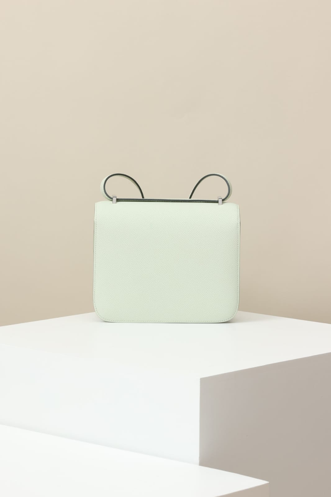 HERMES Inspired Constance Mini 19 shoulder bag in Vert Fizz Epsom leather with Palladium hardware