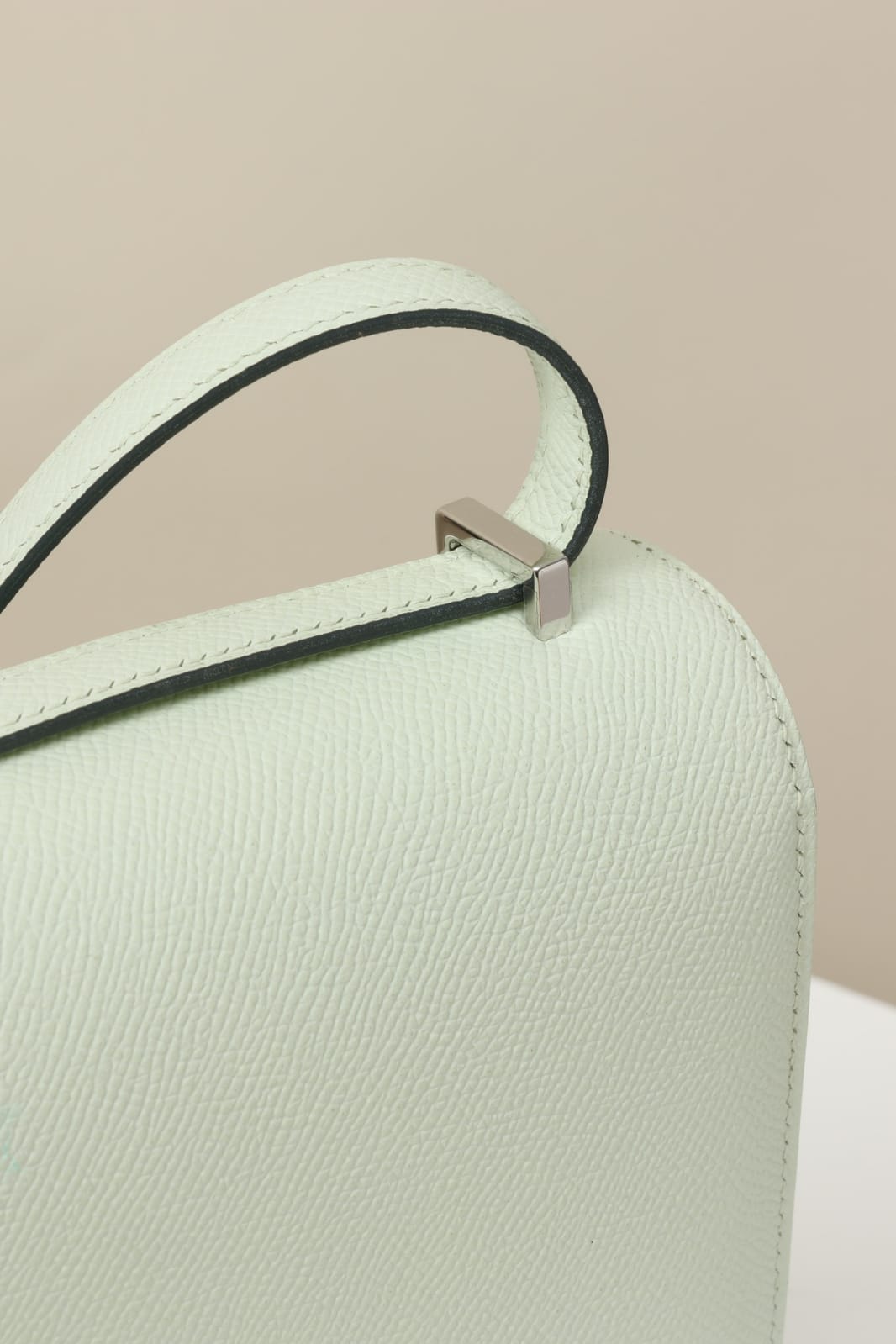 HERMES Inspired Constance Mini 19 shoulder bag in Vert Fizz Epsom leather with Palladium hardware