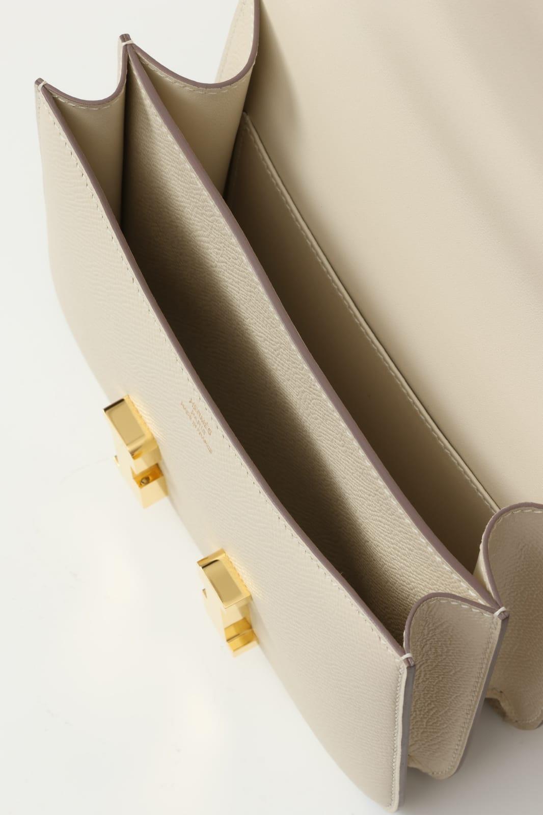HERMES Inspired Constance 24 shoulder bag in Craie Epsom leather with Rose Gold hardware