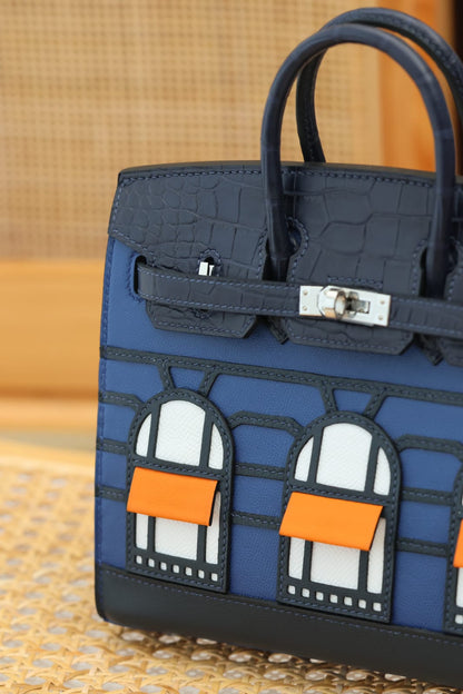 Hermes Inspired Birkin 20 Faubourg Graine/Madam/Alli/Swift/Som With Gold Hardware
