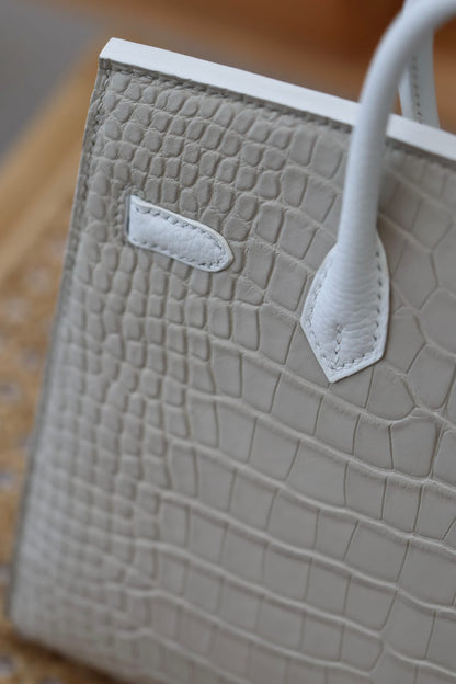 Hermes Inspired Birkin 20 White 01 Swift