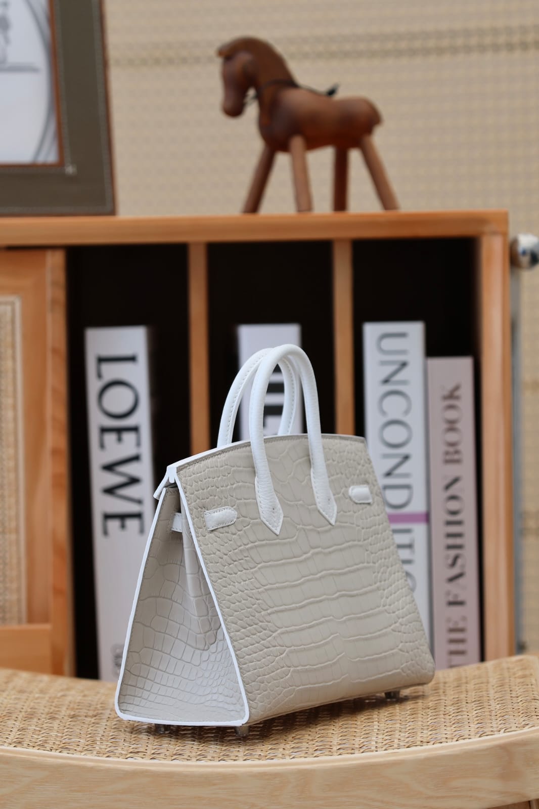 Hermes Inspired Birkin 20 White 01 Swift