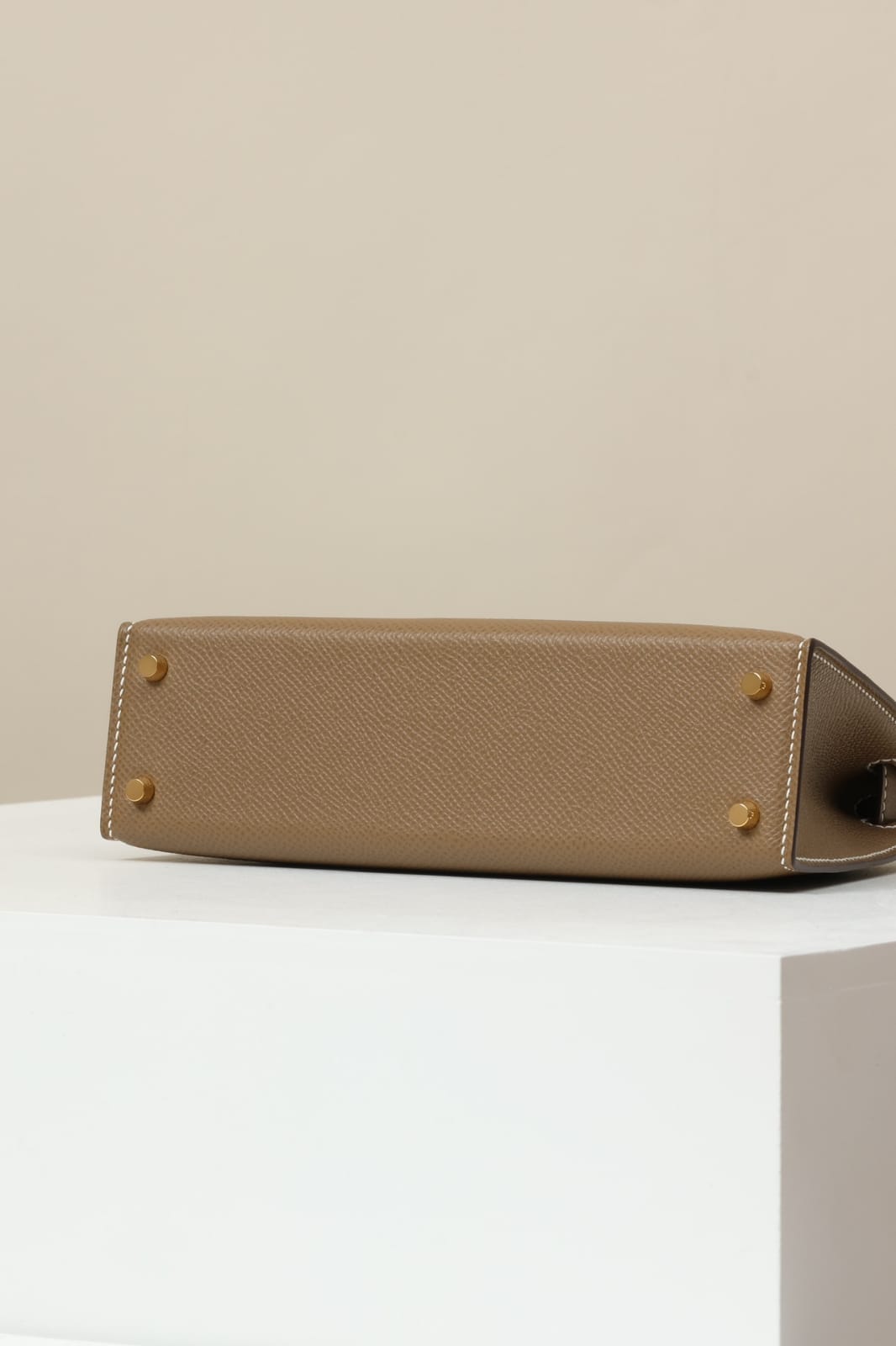 Hermes Inspired Kelly Sellier 25 Etoupe Epsom Gold Hardware