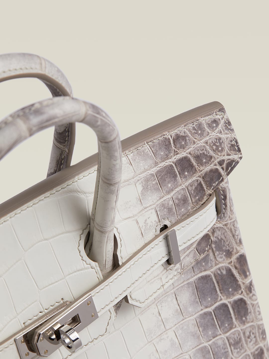 Hermes Inspired Birkin Matte crocodile Himalaya Silver Hardware