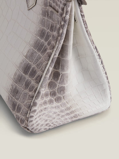 Hermes Inspired Birkin Matte crocodile Himalaya Silver Hardware