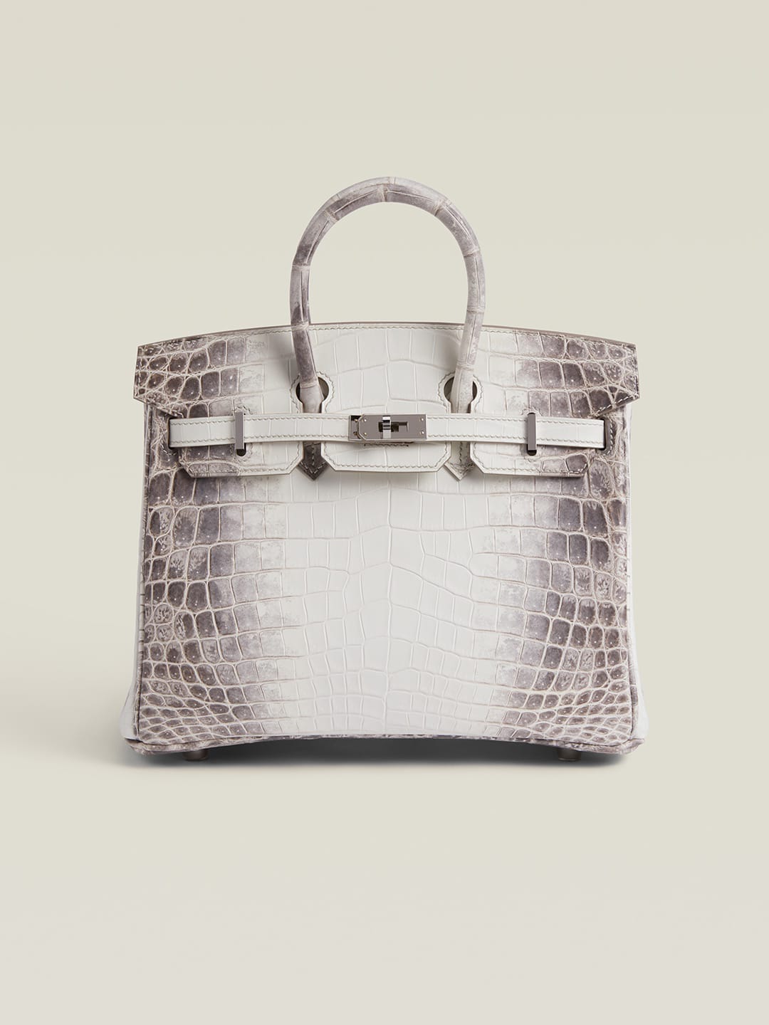 Hermes Inspired Birkin Matte crocodile Himalaya Silver Hardware