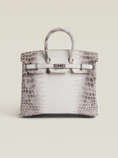 Hermes Inspired Birkin Matte crocodile Himalaya Silver Hardware