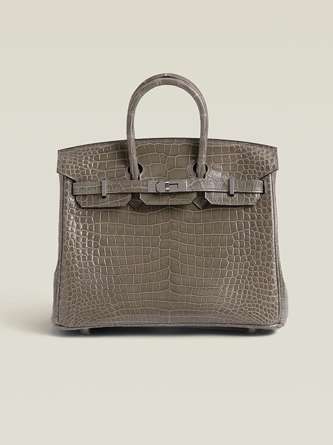 HERMES Inspired Birkin 30 Gris Elephant (8C) Matte Porosus Crocodile Palladium hardware