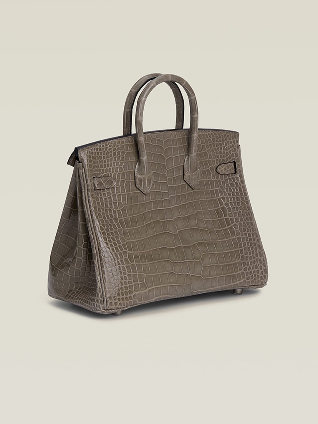 HERMES Inspired Birkin 30 Gris Elephant (8C) Matte Porosus Crocodile Palladium hardware