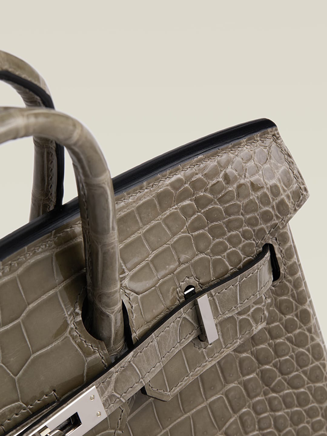 HERMES Inspired Birkin 30 Gris Elephant (8C) Matte Porosus Crocodile Palladium hardware