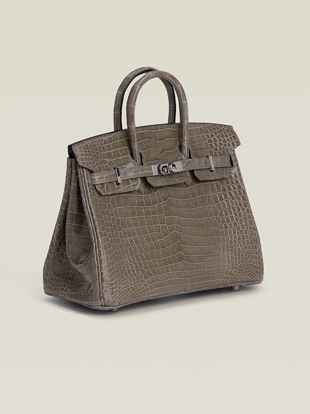 HERMES Inspired Birkin 30 Gris Elephant (8C) Matte Porosus Crocodile Palladium hardware