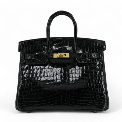 Hermes Inspired Birkin Matte crocodile Himalaya Silver Hardware